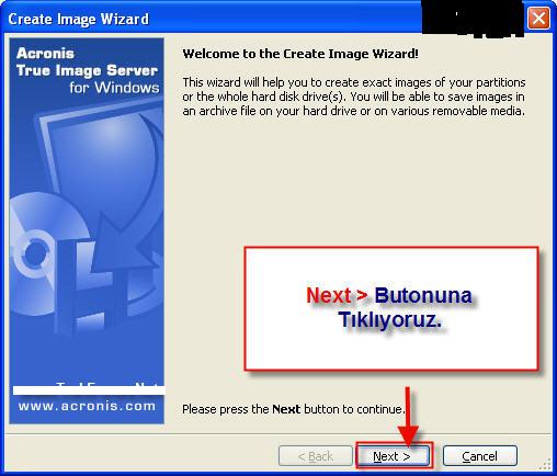Acronis İmage Alma Resimli Anlatım