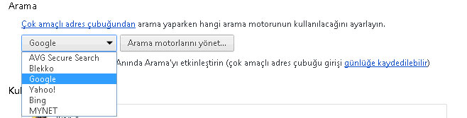 Chrome Arama Motorunu Google Yapma