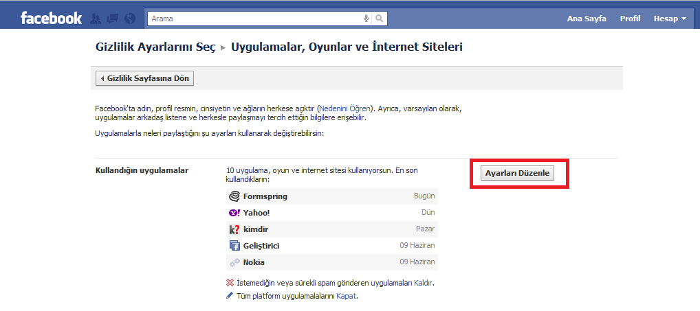 Facebook’ta Yer İşaretlerine Uygulama Ekleme