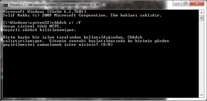 Chkdsk Komutları Nasıl Çalıştırılır