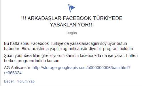 ARKADAŞLAR FACEBOOK TÜRKİYEDE YASAKLANIYOR VİRÜSÜ